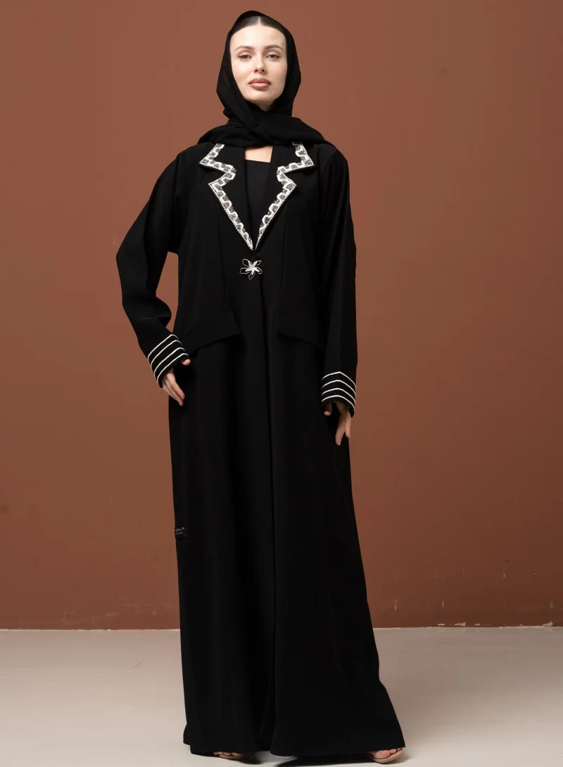 Meem by Mariyah Front open abaya with sheila
